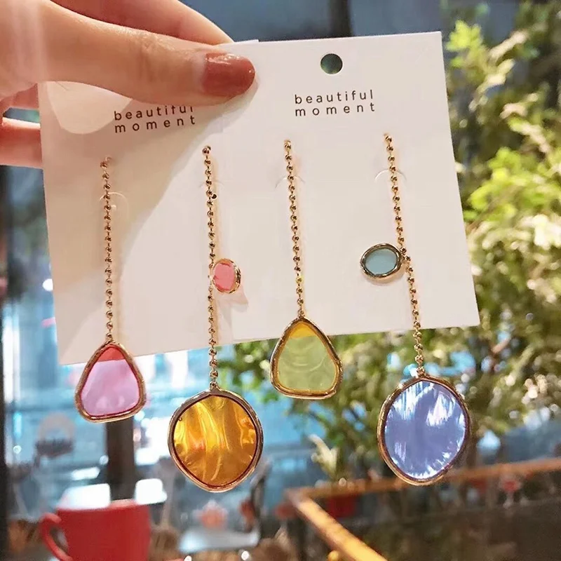 2019 Новый тренди Асимметричные прозрачные красочные геометрические Висячие