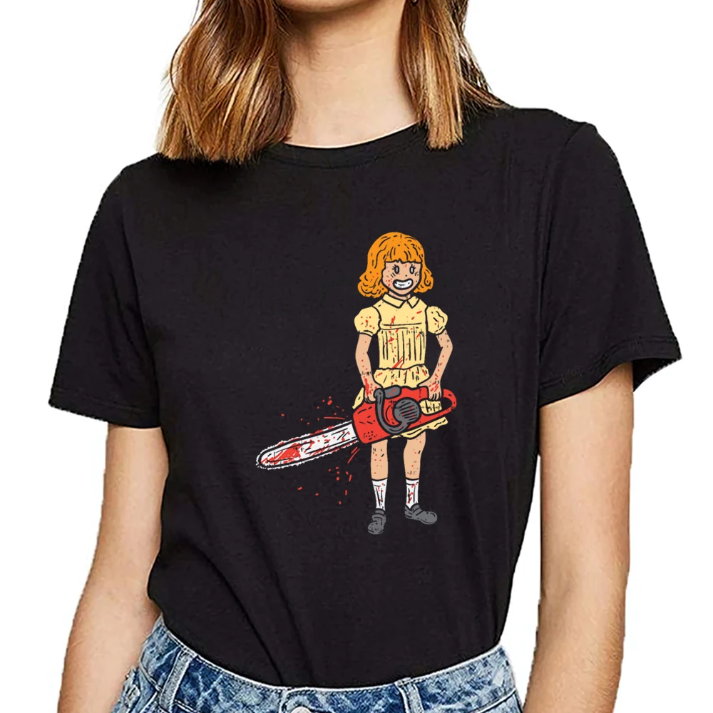 Топы футболка для женщин девочек с Бензопилой ужас пастельный готический psycho