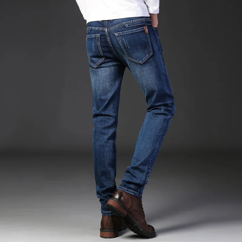 2021New Popular Stylish Top Quality Stretch Men Jeans Solid color Micro-elastic Classic Jeans