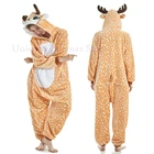 Пижама-кигуруми в виде мультяшного оленя для детей и мальчиков, фланелевые мягкие комбинезоны для взрослых и детей, Комбинезоны для мужчин и женщин