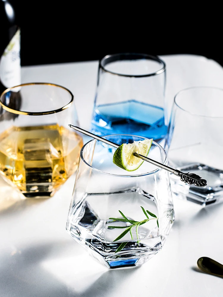 Стакан для виски шестиугольный Алмазный бокал вина восьмиугольный стакан с