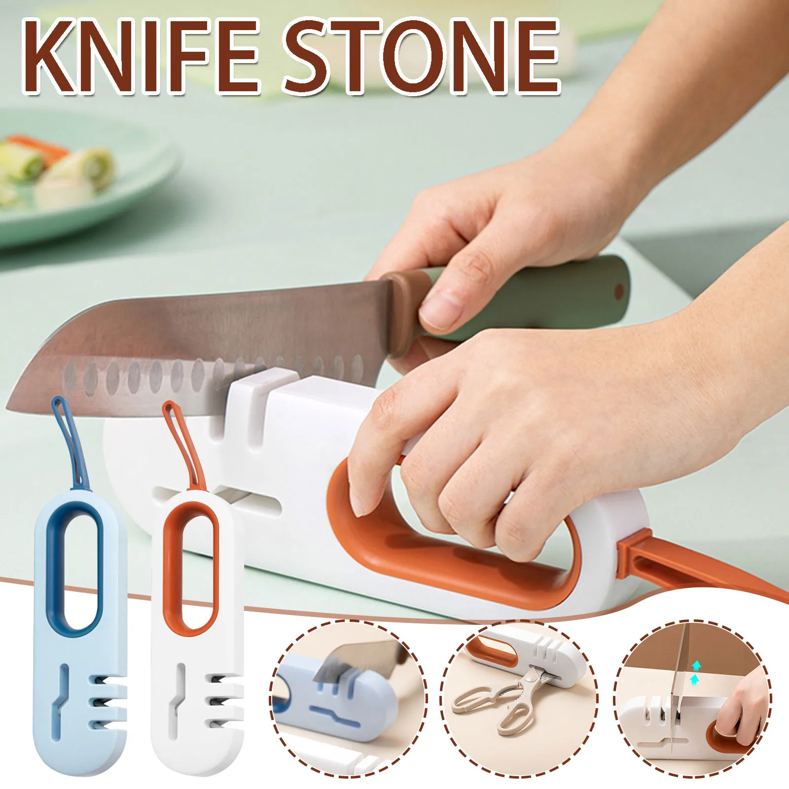 Точилка для ножей 4 в 1 стальной точильный камень вольфрам алмаз и керамика