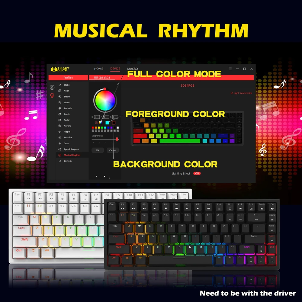 Клавиатура Механическая Smart Duck xs84 84 клавиши 75% RGB переключатель с эффектом