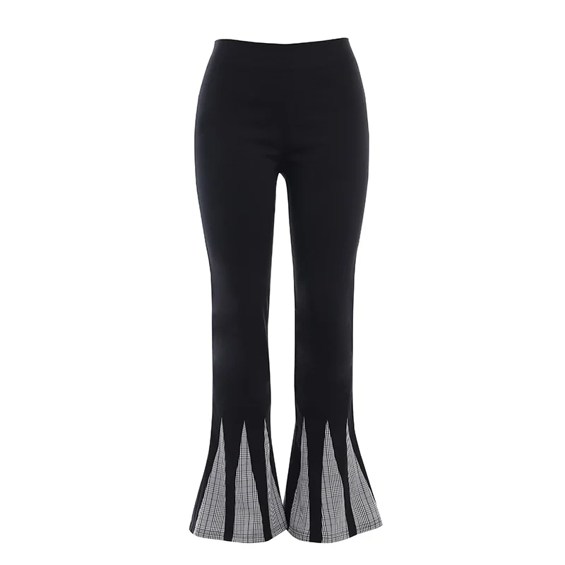 

Брюки-клеш Женские с завышенной талией, готические облегающие брюки составного кроя в стиле Харадзюку, панк, длинные брюки с замком-молнией,...