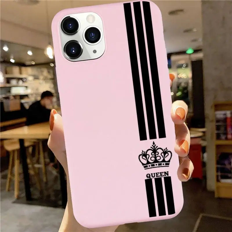 

Crown Letter King Queen luxury protective Phone Case shell Candy Color for iPhone 6 7 8 11 12 s mini pro X XS XR MAX Plus