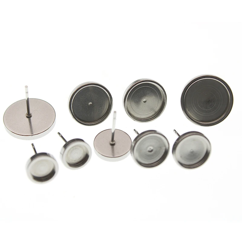 20 шт. фурнитура для сережек из нержавеющей стали пустые шпильки клипсы ушей 6 8 10 12