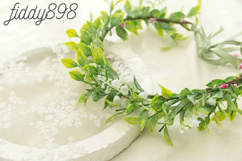 Зеленая Цветочная корона свадебная головная повязка для невесты на выпускной