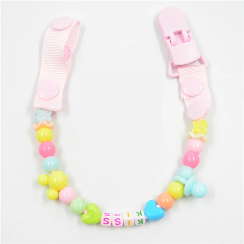 Детские игрушки пустышка с цепочкой зажимом ручная работа цветные шарики