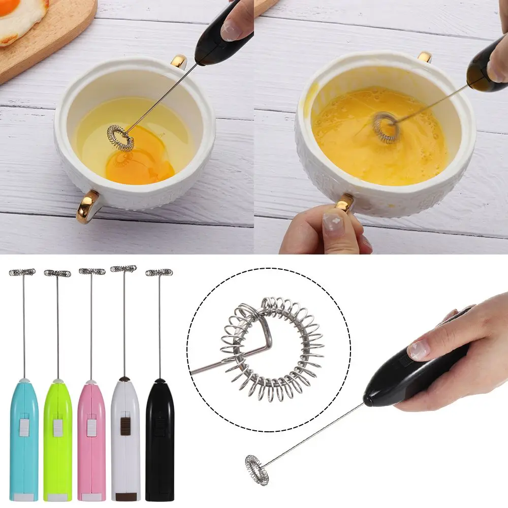 

1 PC Electric Milk Frother Egg Beater Drink Foamer Stainless Steel Whisk Mixer Cream Blender Coffee Stirrer Kitchen Gadgets