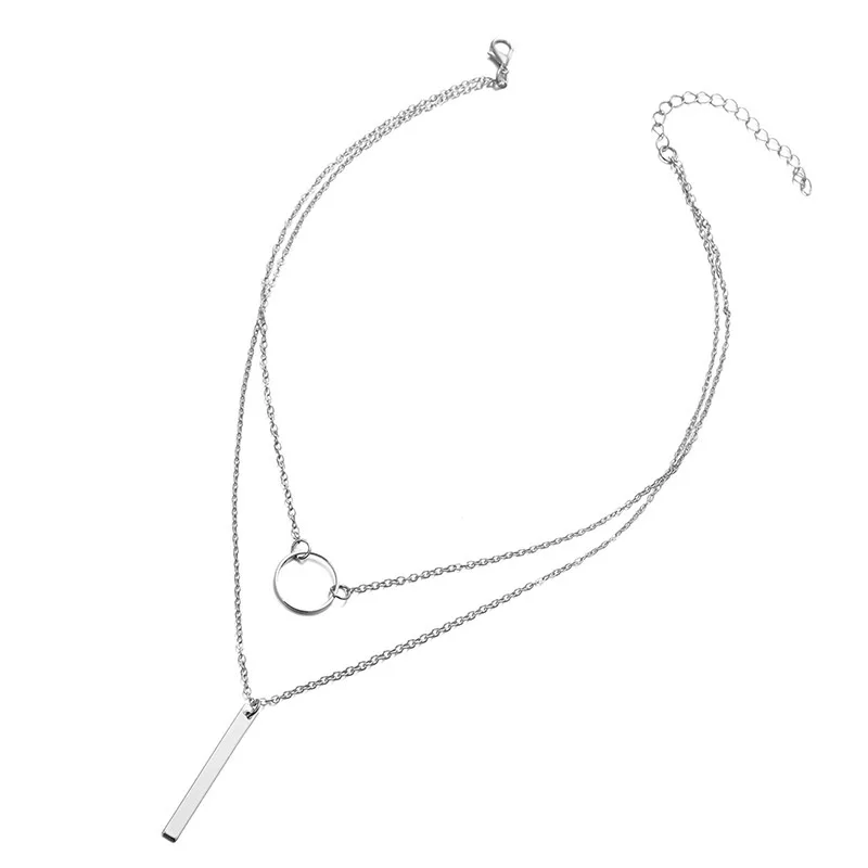 Женское двойное колье чокер Круглый Кулон в полоску золотого цвета вечерние