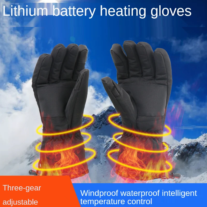 

Heated Cycling Gloves Winter Motorcycle Outdoor Three-speed Thermostat Heating Ski Gloves Warm Electric Gloves Guantes Ciclismo