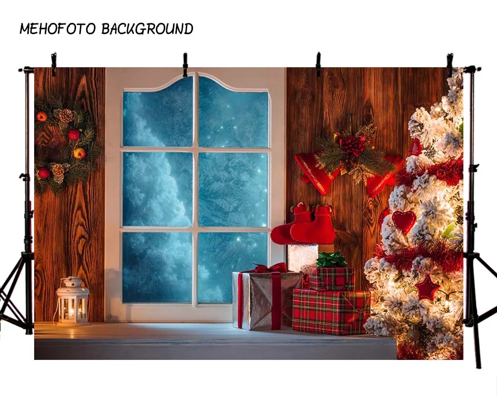 

Фотофоны Рождественский фон камин дерево зима снег окно интерьер ребенок день рождения фон для фотостудии