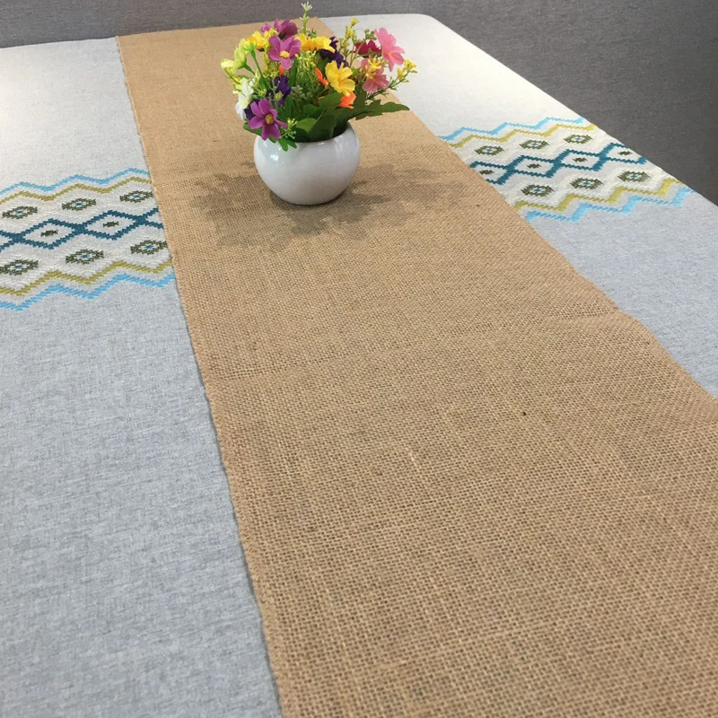 Винтажная натуральная Φ Новогодняя настольная дорожка для свадьбы 275 см x 30