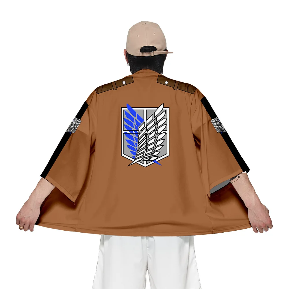 

Anime Attack On Titan Kimono Shirt Casual Clothes Cosplay Costume Summer Casual Cool Short Sleeve Streetwear sweatshirt