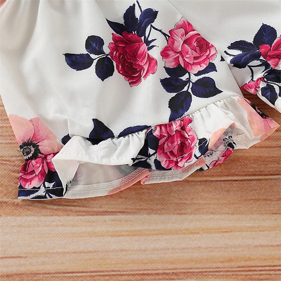 Детские бальные платья без рукавов с цветочным узором топ оборками Шорты костюм