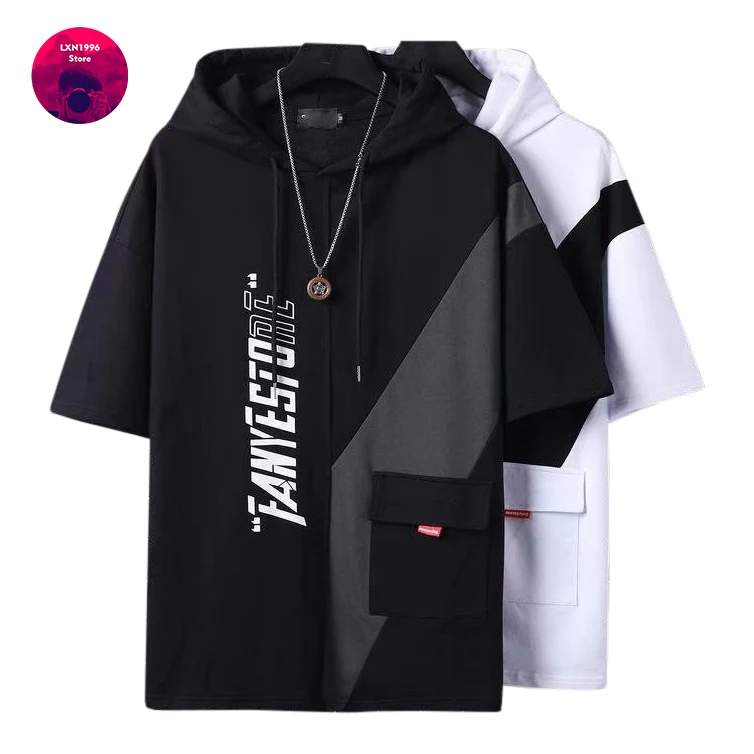 

Japanese Streetwear Black Men's Hoodies Novelties 2021 Clothes for Teens MEN FASHION Sweatshirts Short-sleeved Top T-shirt