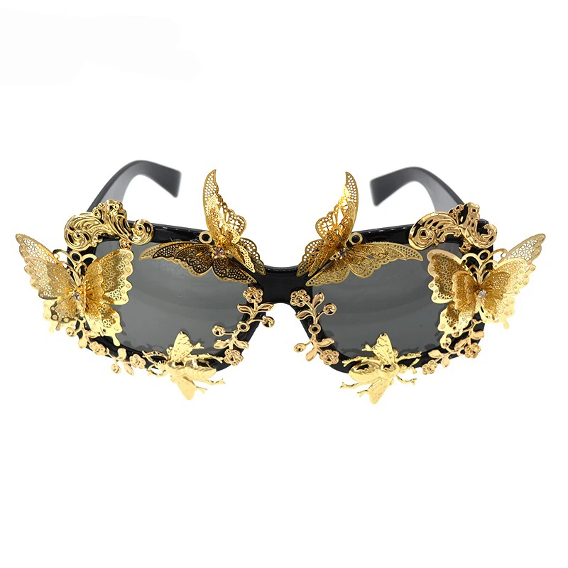 

Женские солнцезащитные очки в стиле барокко, большие квадратные солнцезащитные очки с металлическими цветами, классические брендовые диза...