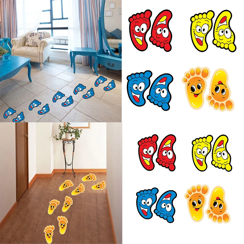 1 пара наклейки следов ног мультфильм милая форма Детская лестница детский сад