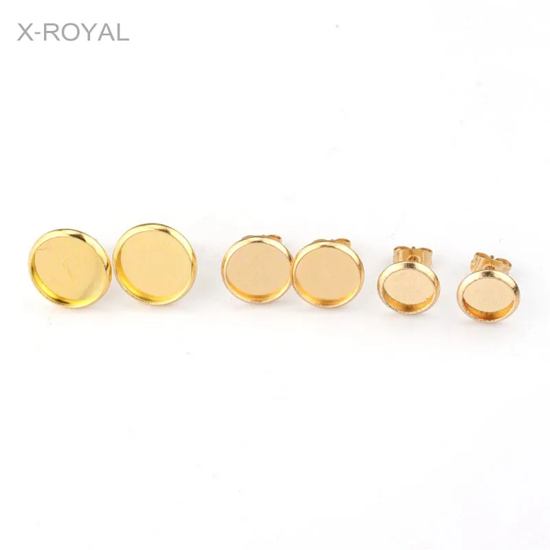 X-ROYAL 20 шт./лот Нержавеющая сталь серьги заготовка для сережек-гвоздиков