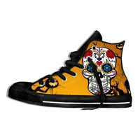 3d pattern customized mens shoes male brand design cool flame skull printed man shoes spring high top canvas shoes