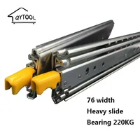 76mm Width 220KG Heavy Duty Drawer Slides  Runners Telescopic Guides Rails for Cars Three Sections Fully Extended Runner Lock