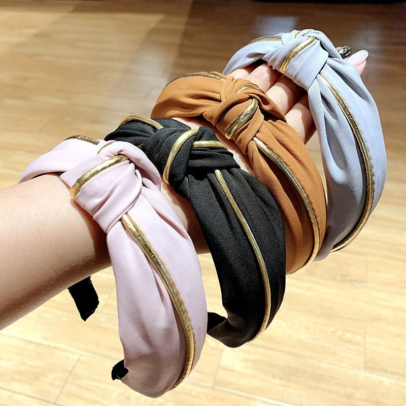 Женская повязка на голову с золотыми нитями элегантная хлопковая украшением