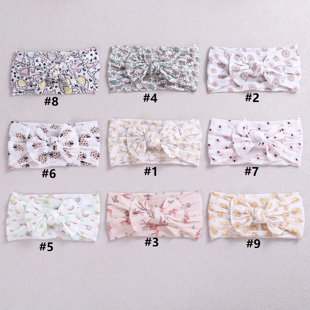 

Baby Nylon Bow Headbands Floral Print Wide Baby Girl Headband Turban Kids Girls Head Wrap Infant Newborn Hair Accessories