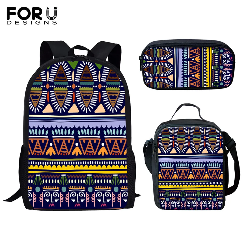 Новое поступление, школьные ранцы FORUDESIGNS для мальчиков и девочек, дизайнерские сумки для книг с Африканским племенным узором, рюкзаки для ка...