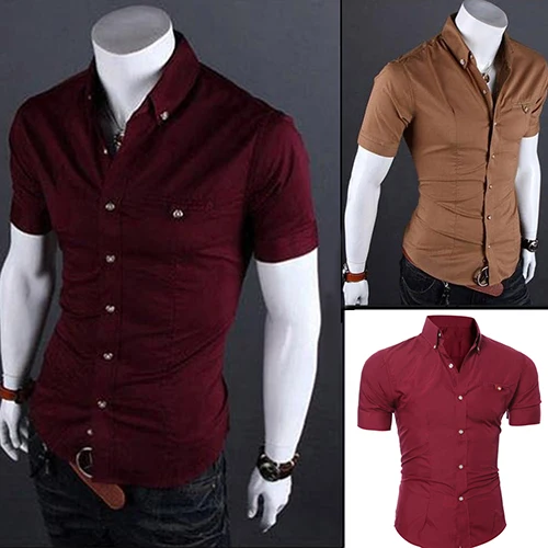 

Zoulv 2021 Casual Solid Shirt Newest Men 'S Bussiness Lapel Button Down Short Sleeve Top Blouse