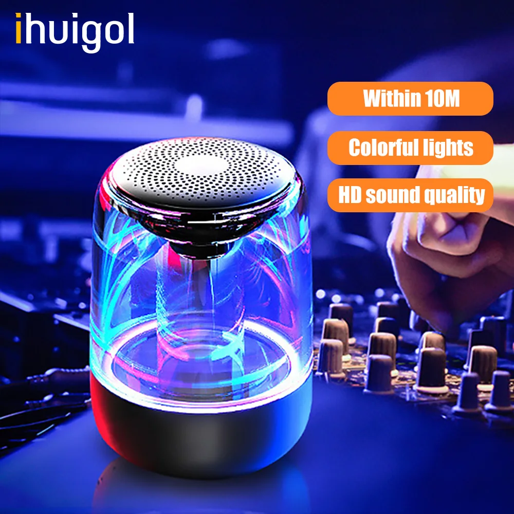 

ihuigol Speakers Bluetooth Wireless Loudspeaker LED TF Card Hands Free Phone Loudspeaker HIFI Stereo Office Mic For Mobile Phone