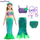 Платье принцессы Ариэль с маленькой русалочкой для девочек, платье с блестками, бальное платье, платье для выступления, детский нарядный костюм, одежда для Хэллоуина