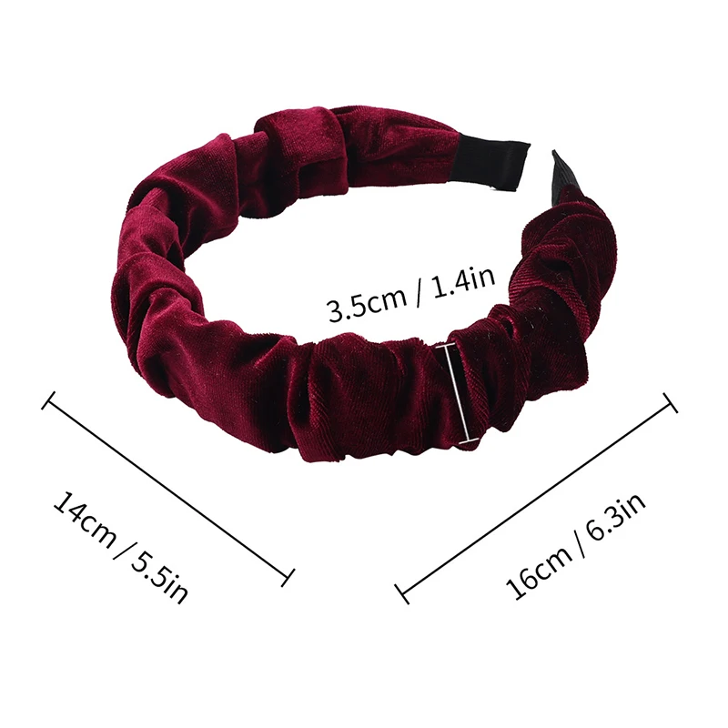 Ободок для волос Однотонный женский мягкий бархатный обруч с оборками винтажный