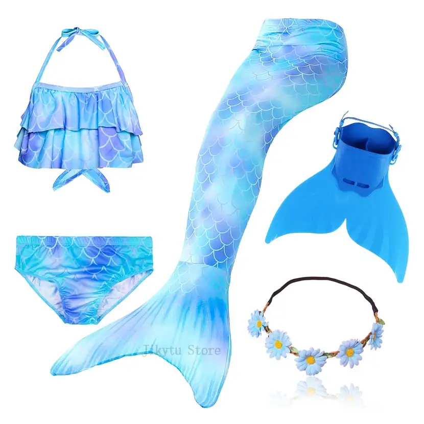 Kids Swimming Mermaid Tail Bikini Set can add with Monofin Flipper Ariel Costumes Cosplay Swimsuit Bathing Suit for Girls