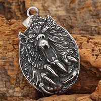 viking wolf head pendant necklace nordic celtic wolf claw oval pendant accessories viking jewelry