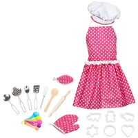 22pcsset girl kids kitchen role play cooking apron chef hat cake baking tools toy cooking tool set play house toy