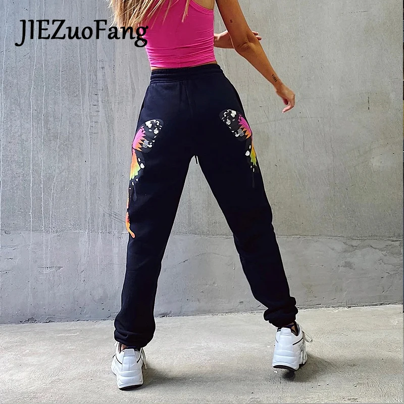 Модные прямые брюки JIEZuoFang с высокой талией в стиле хип хоп панк цветные