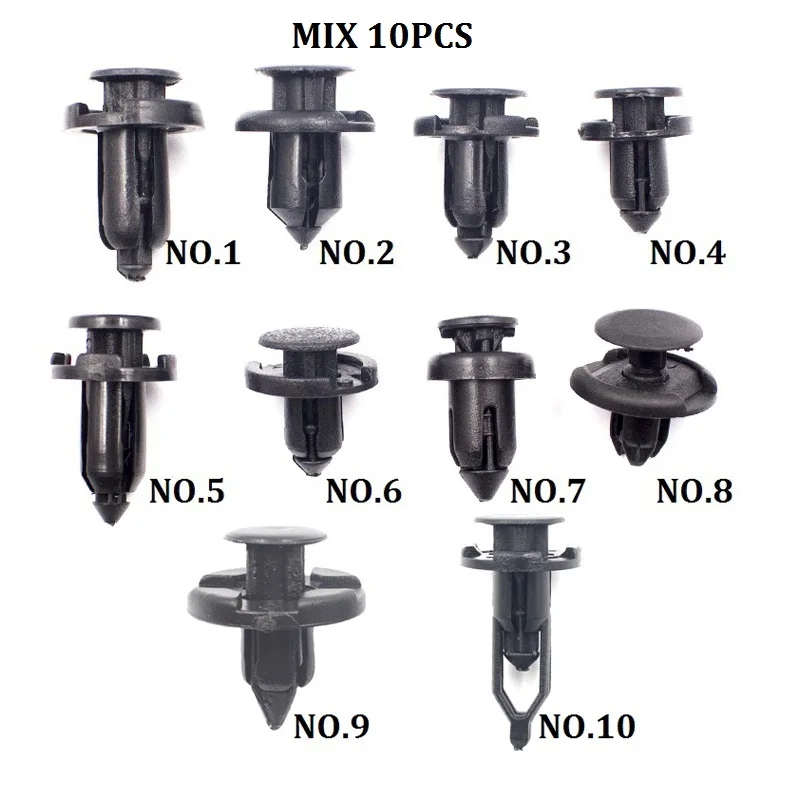 Черные пластиковые заклепки для Honda Toyota Nissan Subaru, зажим для бампера автомобиля, фиксатор, штифт 7,5 мм, 8 мм, 9 мм, 10 мм