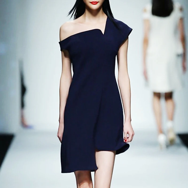 INDRESSME женское облегающее вечернее платье Asmmetrical женское платье на одно плечо Vestidos Новая мода