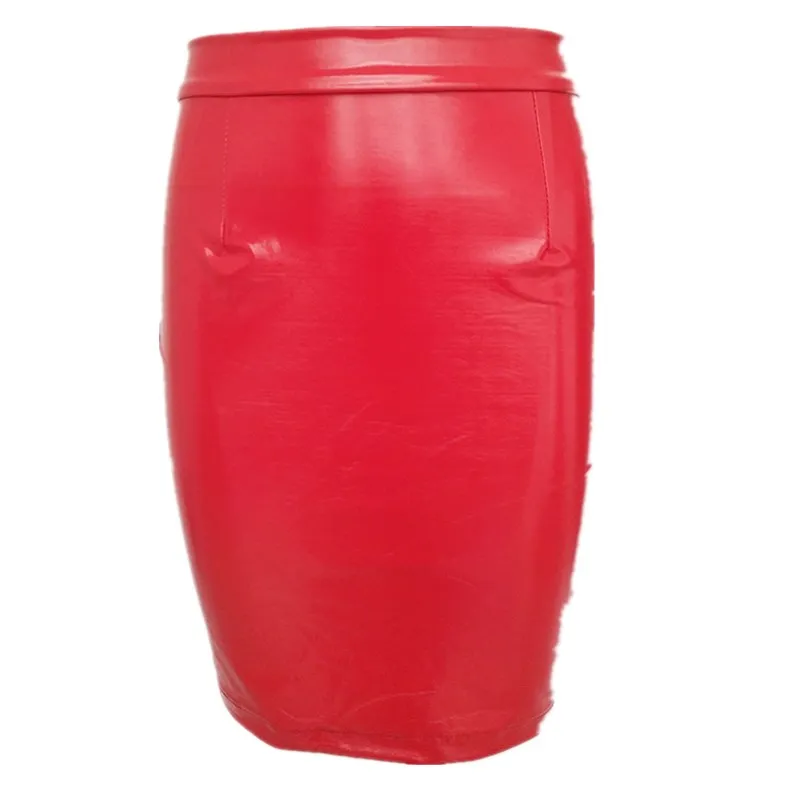 

Pu Leather Red Tight Sexy Shiny Highwaist Skirt Women Plus Size Ladies Midi Skirts Pu Leather Skirts Long Slim Skirt New II50BSQ