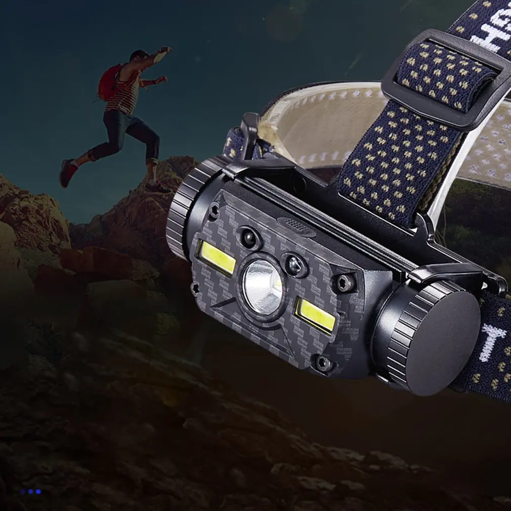 XM-L2 COB Светодиодный фар 800LM ИК движения Сенсор Перезаряжаемые 18650