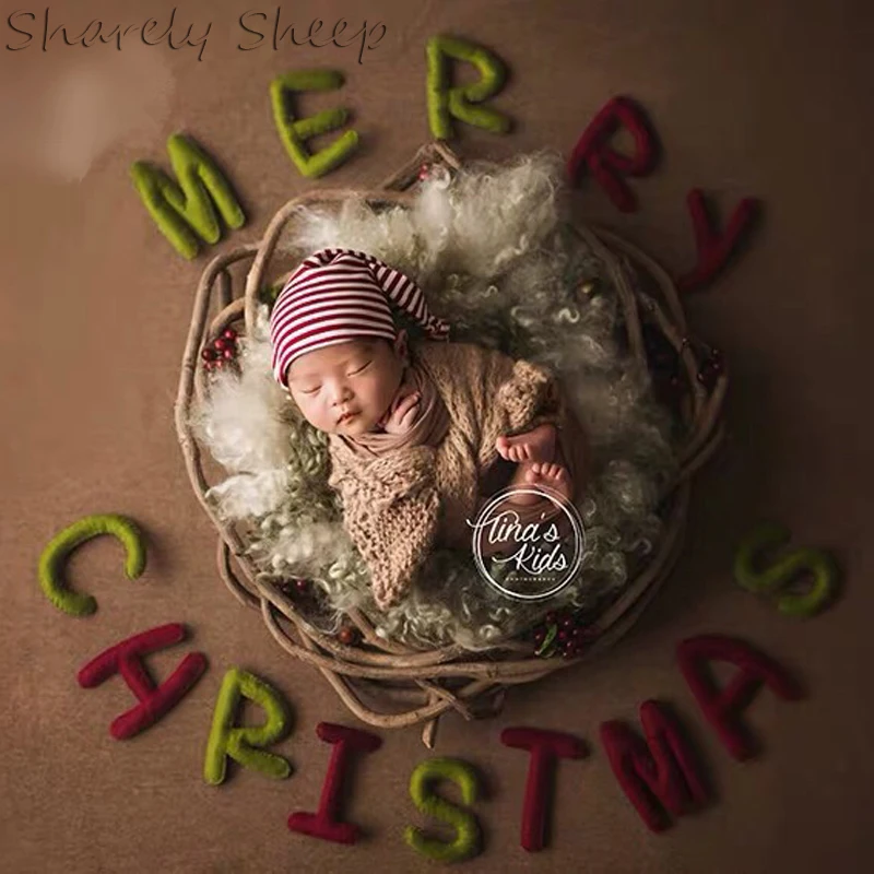 Фотофон ручной работы с надписью Merry Christmas для новорожденных реквизит фотосъемки