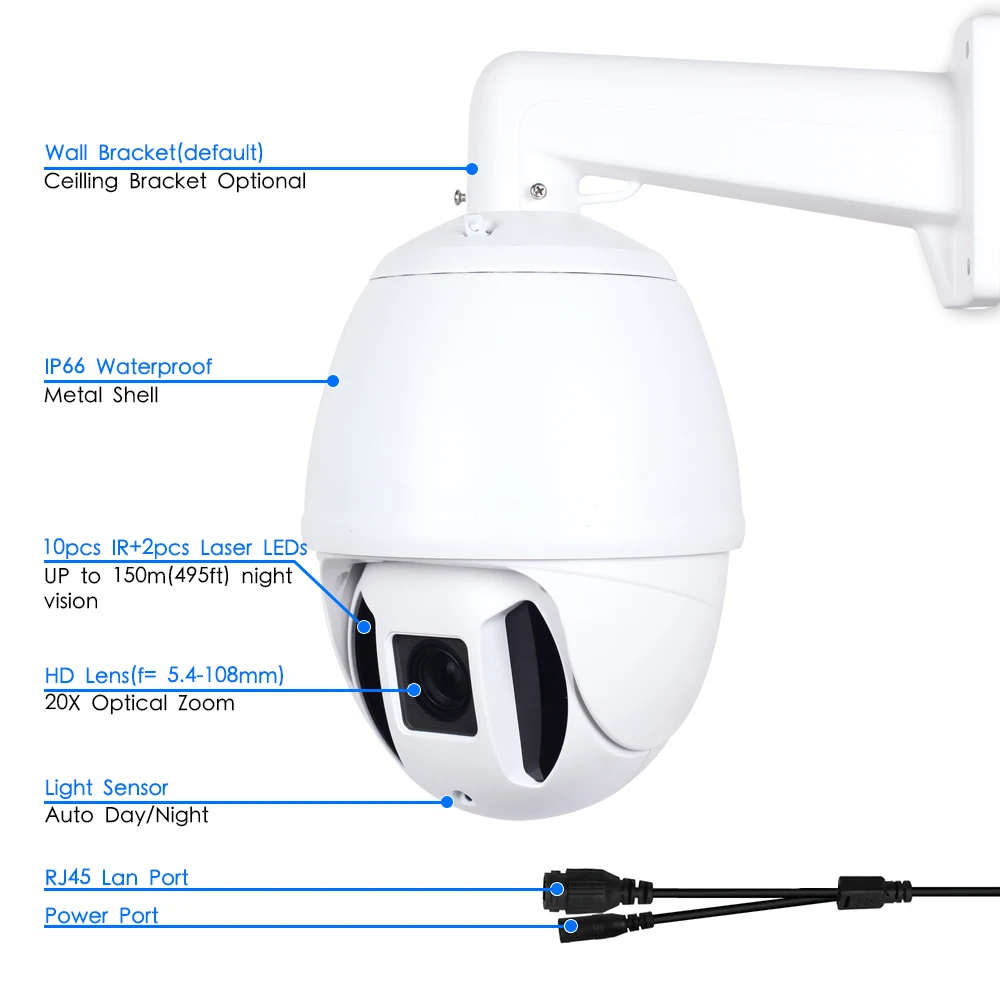 1080P 5MP PTZ IP камера наружная Onvif 30X ZOOM Водонепроницаемая средняя скорость купольная