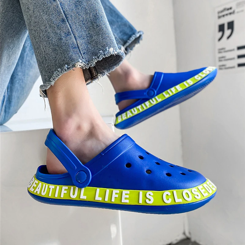 

Летние мужские тапочки, сандалии для улицы, быстросохнущие садовые туфли, удобные комнатные тапочки для влюбленных, ванной комнаты 45