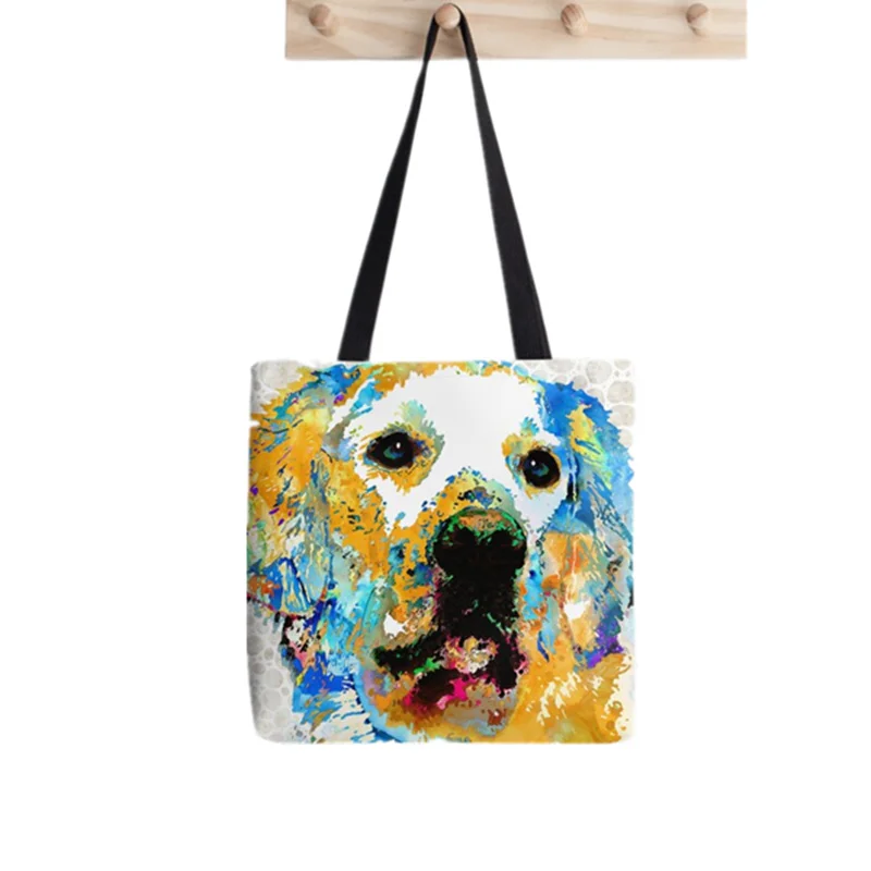 

Women Shopper bag Golden Retriever Printed Kawaii Bag Harajuku Shopping Canvas Shopper Bag girl handbag Tote Shoulder Lady Bag