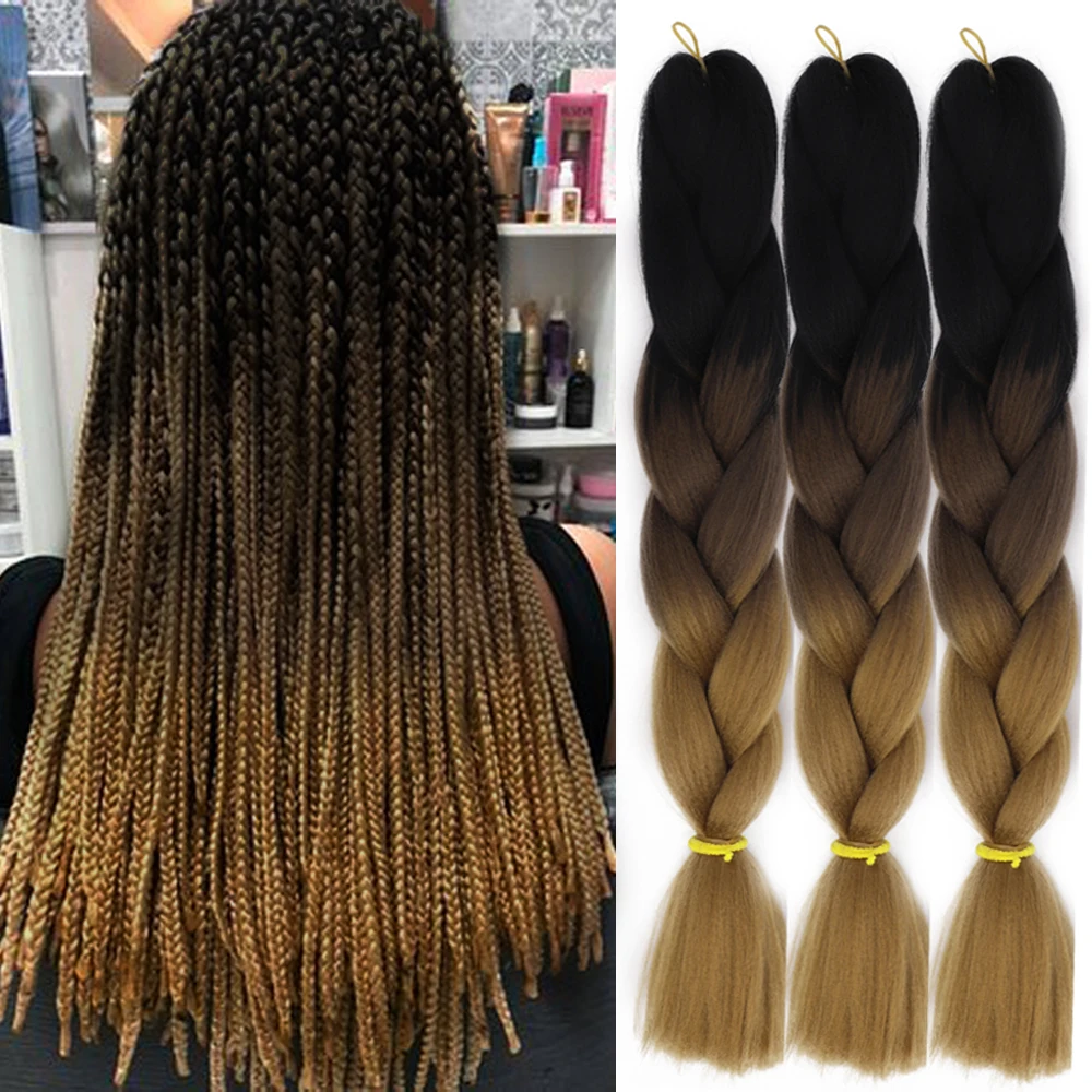 Длинные волосы для плетения с эффектом омбре косы в Джамбо коробке 100 г длинные 24