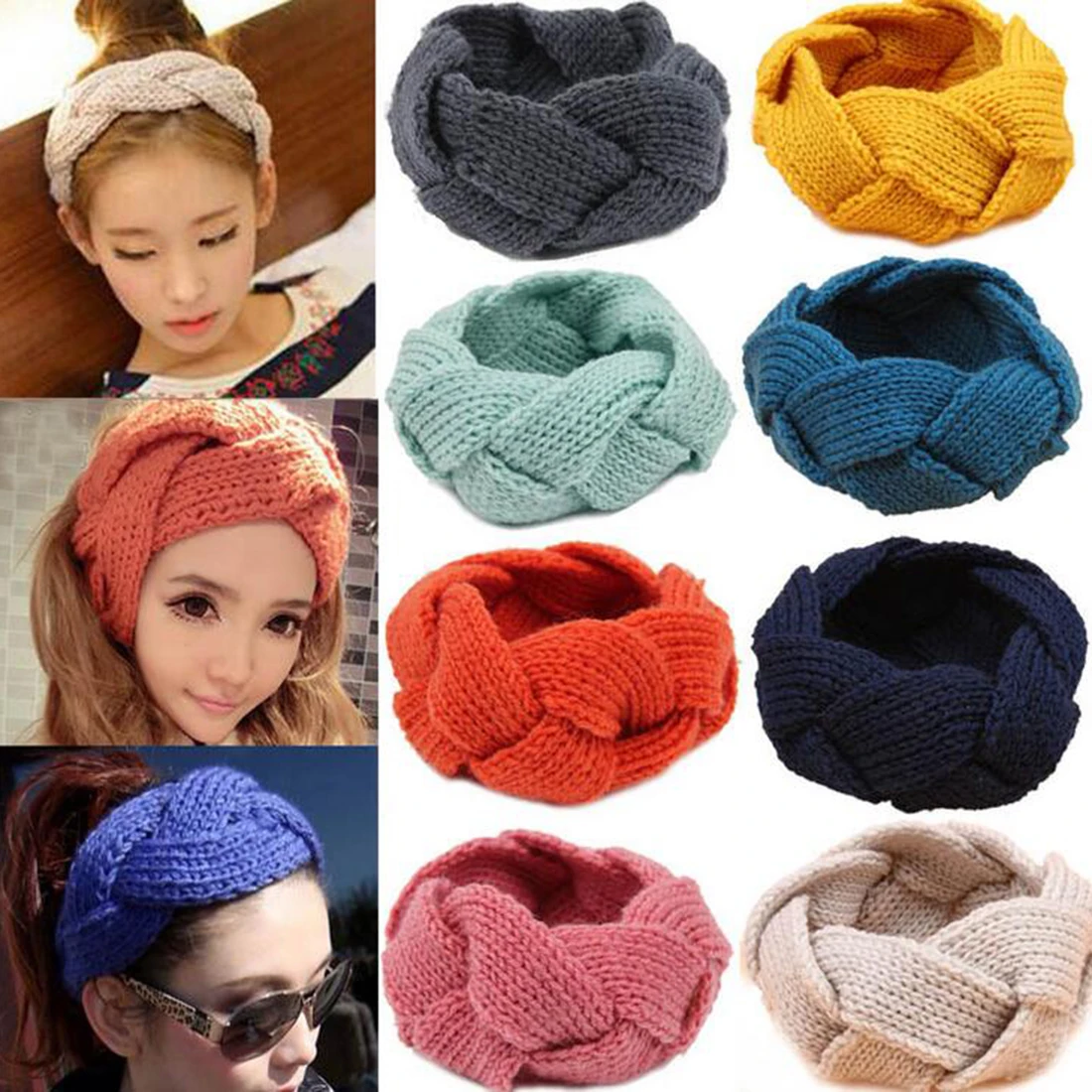 Новая зимняя вязаная повязка на голову теплая Женская эластичная Opaska хлопковый