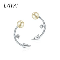 laya 925 sterling silver shell pearl arrow ear hoops earrings for women minimalist simple fine elegant weddings