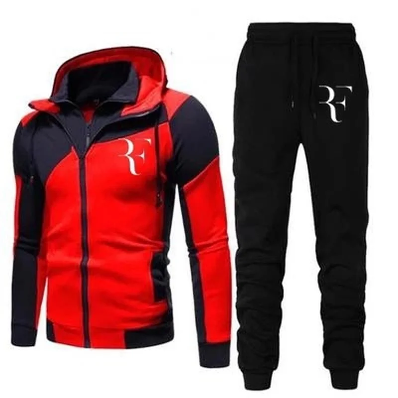 

For Roger Federer Men Running Sportswear Suits Sweatshirt Sweatpants Gyms Training Hoodies and Pants 2pcs Sets Tracksuit Coats
