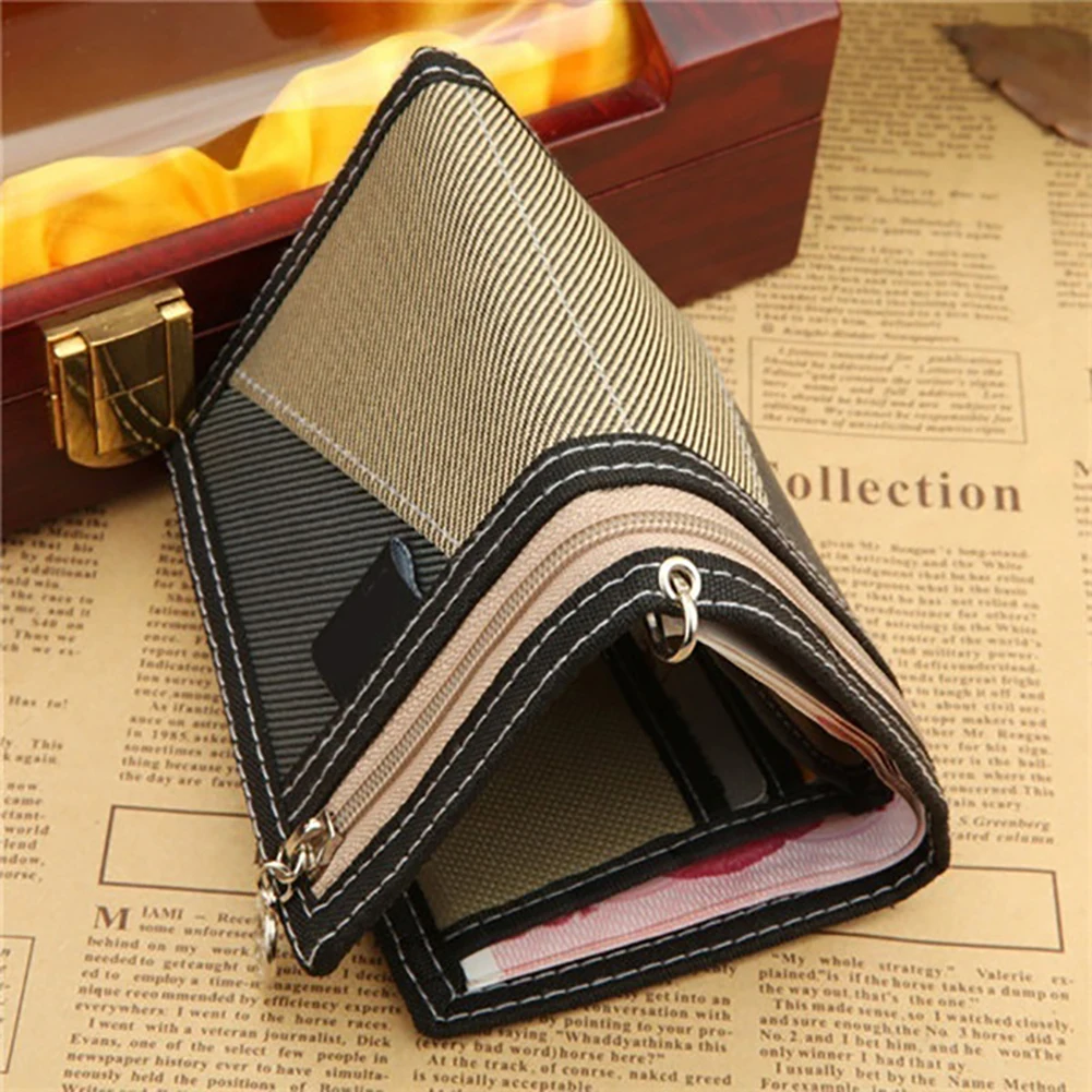 Мужской короткий кошелек на молнии повседневный с несколькими отделениями для