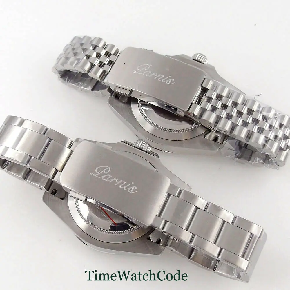 Мужские автоматические часы с сапфировым стеклом Parnis 40 мм белый/черный циферблат